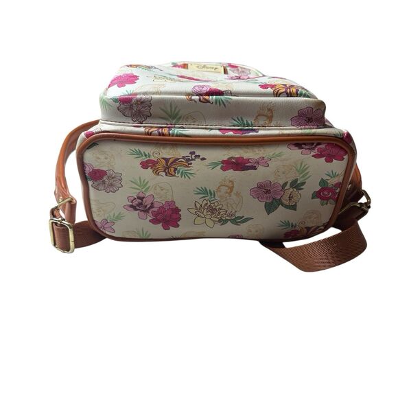 Loungefly Disney Princess Characters Autumn Fall Floral Mini Backpack Cream Pink - Picture 3 of 10